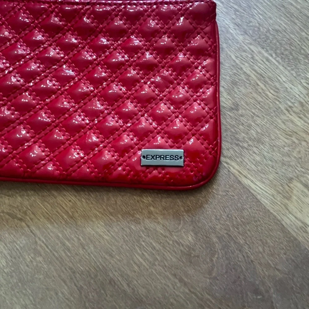 Express Glossy Red Quilted Wristlet